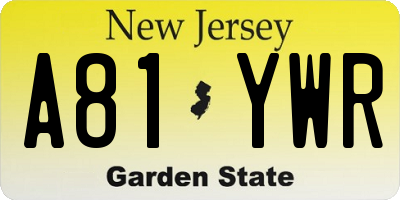NJ license plate A81YWR