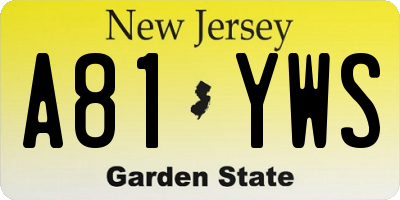 NJ license plate A81YWS