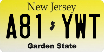 NJ license plate A81YWT