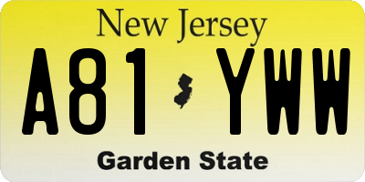 NJ license plate A81YWW