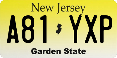 NJ license plate A81YXP