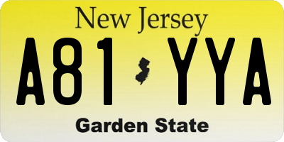 NJ license plate A81YYA