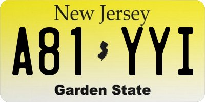NJ license plate A81YYI