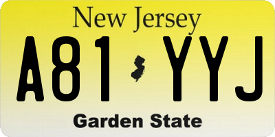NJ license plate A81YYJ