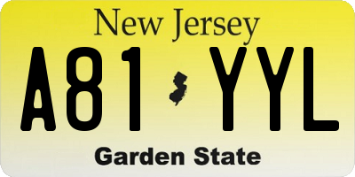 NJ license plate A81YYL