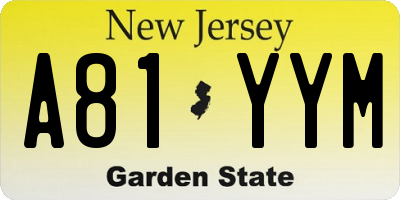 NJ license plate A81YYM