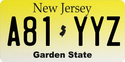 NJ license plate A81YYZ