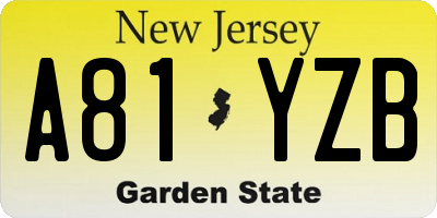 NJ license plate A81YZB
