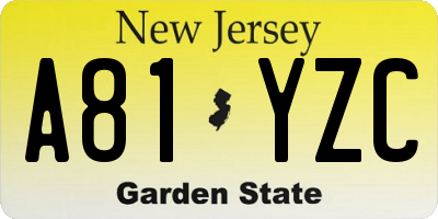 NJ license plate A81YZC