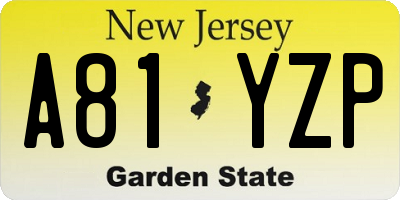 NJ license plate A81YZP