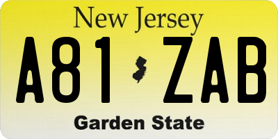NJ license plate A81ZAB