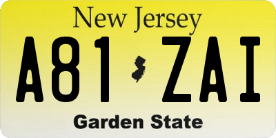 NJ license plate A81ZAI
