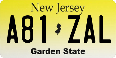NJ license plate A81ZAL