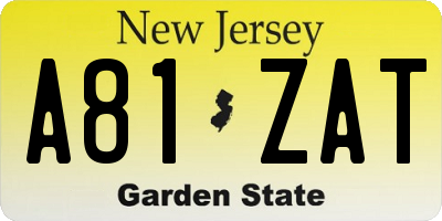 NJ license plate A81ZAT