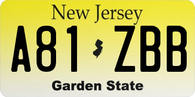 NJ license plate A81ZBB