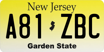 NJ license plate A81ZBC