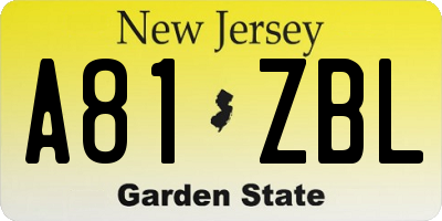 NJ license plate A81ZBL