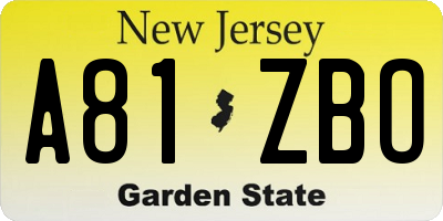 NJ license plate A81ZBO