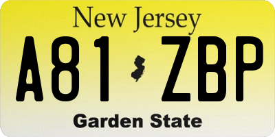 NJ license plate A81ZBP