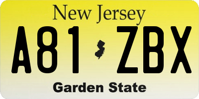 NJ license plate A81ZBX
