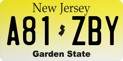 NJ license plate A81ZBY