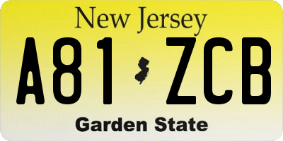 NJ license plate A81ZCB