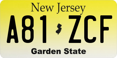 NJ license plate A81ZCF