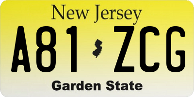 NJ license plate A81ZCG