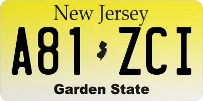 NJ license plate A81ZCI