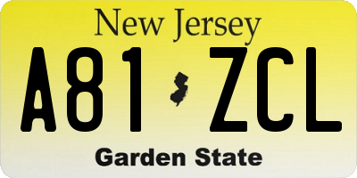 NJ license plate A81ZCL