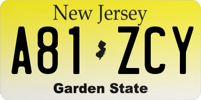 NJ license plate A81ZCY