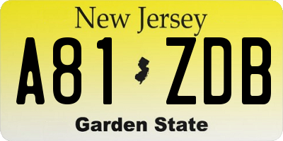 NJ license plate A81ZDB