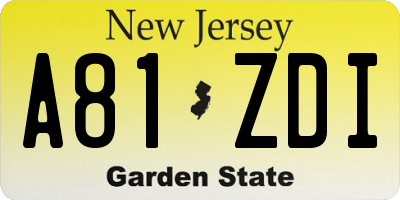 NJ license plate A81ZDI