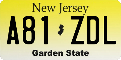 NJ license plate A81ZDL