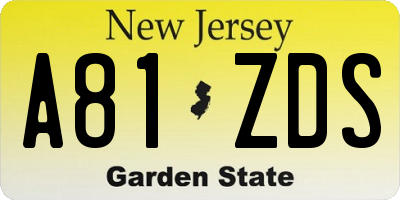 NJ license plate A81ZDS