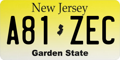 NJ license plate A81ZEC