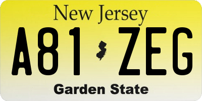 NJ license plate A81ZEG