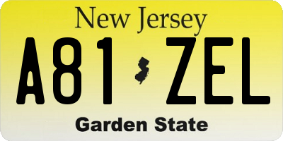 NJ license plate A81ZEL
