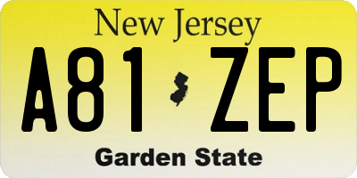 NJ license plate A81ZEP