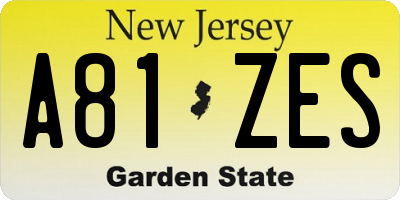 NJ license plate A81ZES