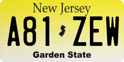 NJ license plate A81ZEW