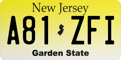 NJ license plate A81ZFI