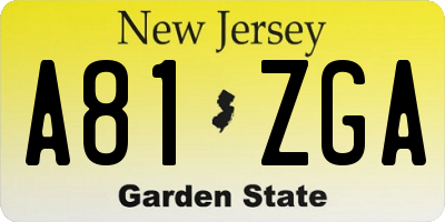NJ license plate A81ZGA