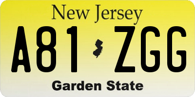 NJ license plate A81ZGG