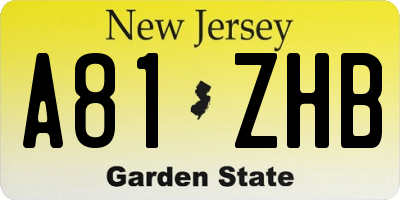 NJ license plate A81ZHB