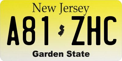 NJ license plate A81ZHC