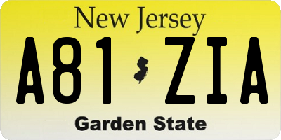 NJ license plate A81ZIA