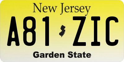 NJ license plate A81ZIC
