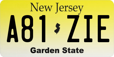 NJ license plate A81ZIE