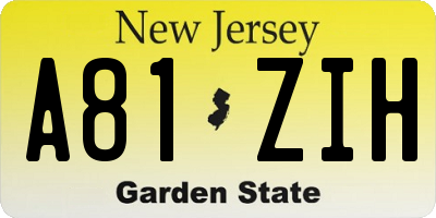 NJ license plate A81ZIH